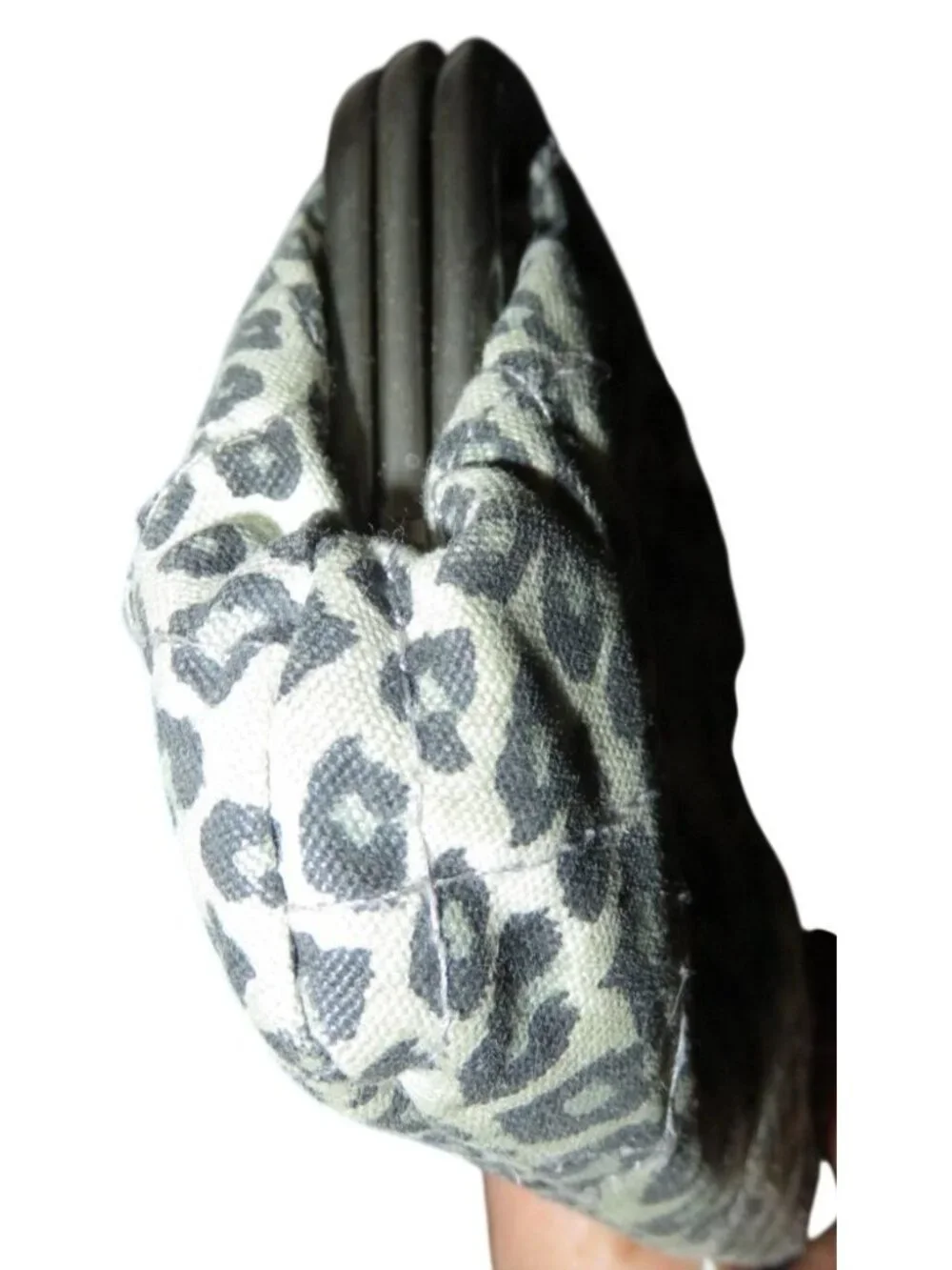 Deena & Ozzy Double Frame Vintage Kisslock Leopard Clutch coin purse pouch